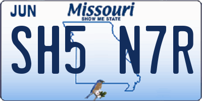 MO license plate SH5N7R