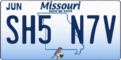 MO license plate SH5N7V