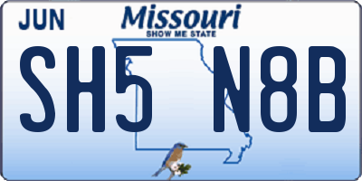 MO license plate SH5N8B