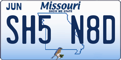 MO license plate SH5N8D