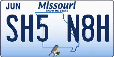 MO license plate SH5N8H