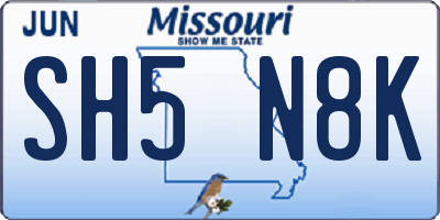 MO license plate SH5N8K