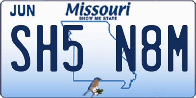 MO license plate SH5N8M