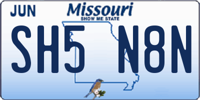 MO license plate SH5N8N