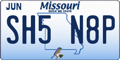 MO license plate SH5N8P
