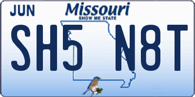 MO license plate SH5N8T