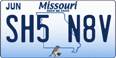 MO license plate SH5N8V