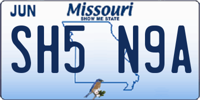 MO license plate SH5N9A