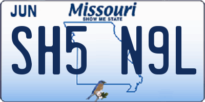 MO license plate SH5N9L