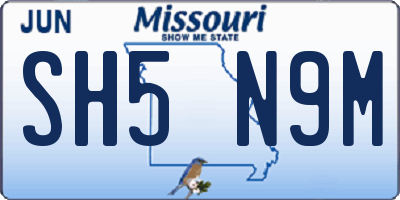 MO license plate SH5N9M