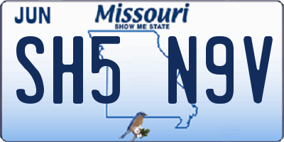 MO license plate SH5N9V