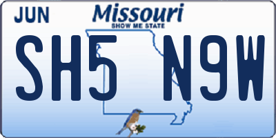 MO license plate SH5N9W