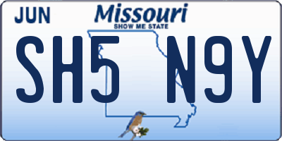 MO license plate SH5N9Y