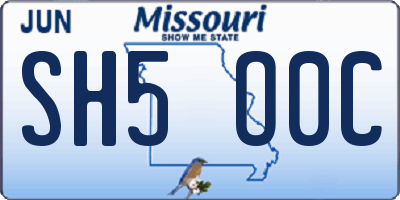 MO license plate SH5O0C
