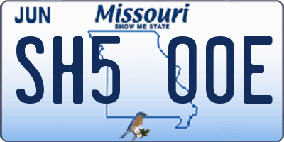 MO license plate SH5O0E