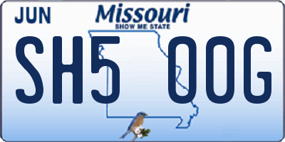 MO license plate SH5O0G
