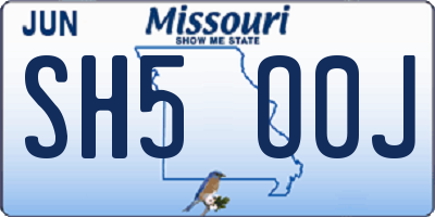 MO license plate SH5O0J