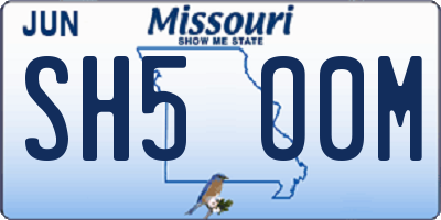 MO license plate SH5O0M