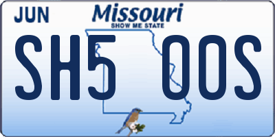 MO license plate SH5O0S