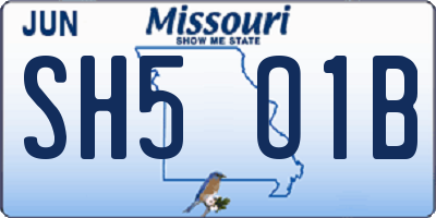 MO license plate SH5O1B