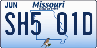 MO license plate SH5O1D