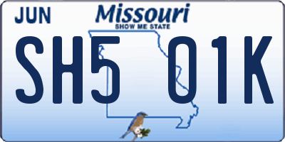 MO license plate SH5O1K