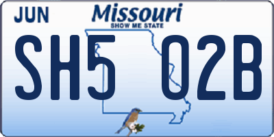 MO license plate SH5O2B
