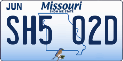 MO license plate SH5O2D