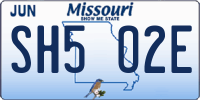 MO license plate SH5O2E
