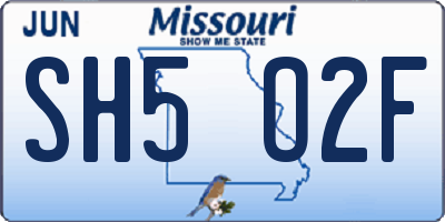 MO license plate SH5O2F