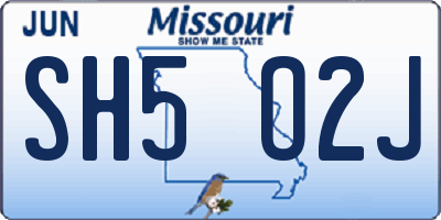 MO license plate SH5O2J