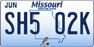 MO license plate SH5O2K