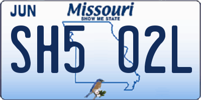 MO license plate SH5O2L