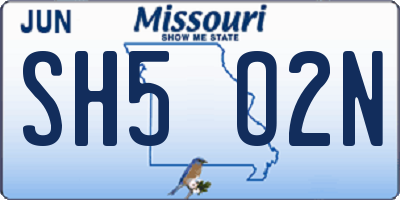 MO license plate SH5O2N