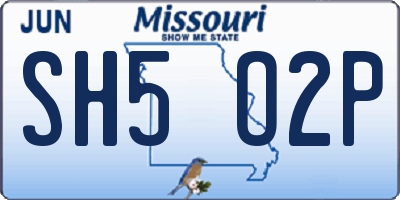 MO license plate SH5O2P