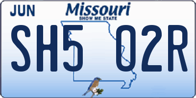 MO license plate SH5O2R