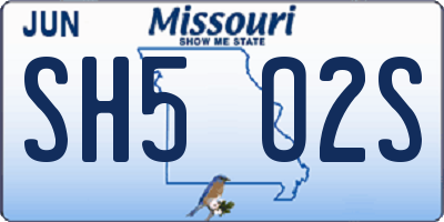 MO license plate SH5O2S