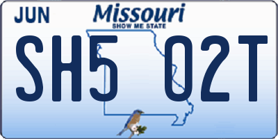 MO license plate SH5O2T