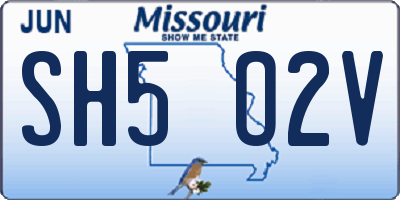 MO license plate SH5O2V