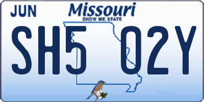 MO license plate SH5O2Y