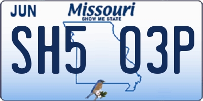 MO license plate SH5O3P