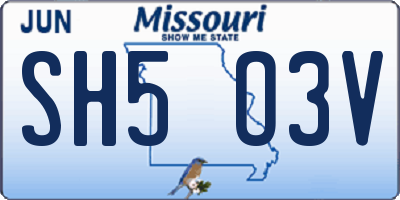 MO license plate SH5O3V