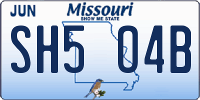 MO license plate SH5O4B