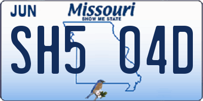 MO license plate SH5O4D