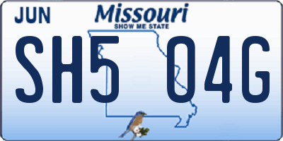 MO license plate SH5O4G