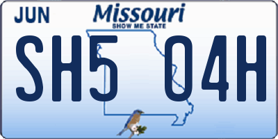 MO license plate SH5O4H