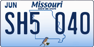 MO license plate SH5O4O