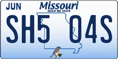 MO license plate SH5O4S