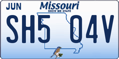 MO license plate SH5O4V