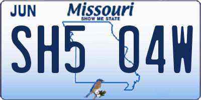 MO license plate SH5O4W